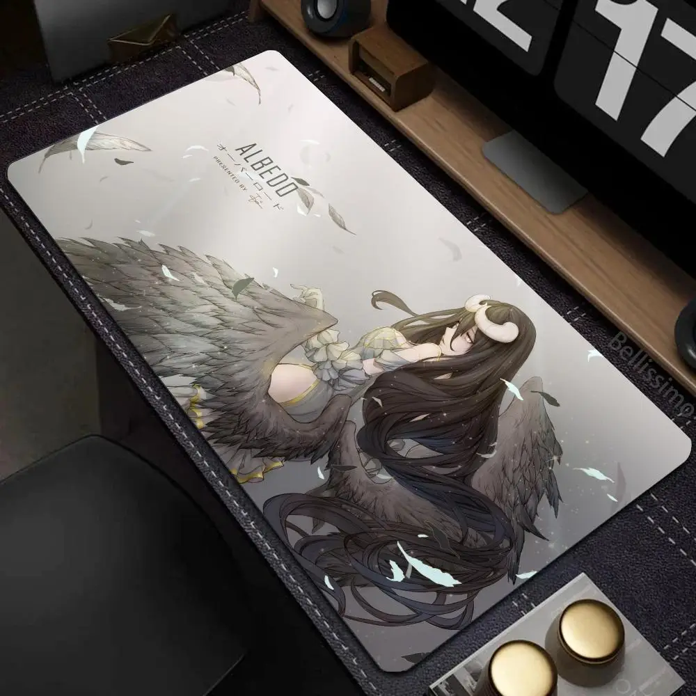 Albedo Large Mouse Pad Anime Overlord Pc Gamer Cabinet Keyboard Mausepad Computer Gaming Accessories Table Rug Desk Mat Mousepad