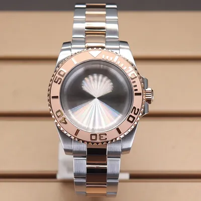 Silver And Rose Gold 40mm Men Watch 20mm Bracelet Set Case For Seiko Nh35 Nh36 Eta 2824 Miyota