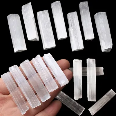 Natural White Selenite Gypsum Sticks Irregular Reiki Mineral Specimen Healing Crystal Wand DIY