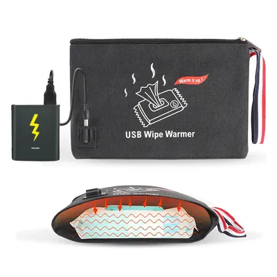 Baby Wipe Warmer Portable USB Infant Wet Wipes Warmer Bag for Vehicle and Home Use Temperature
