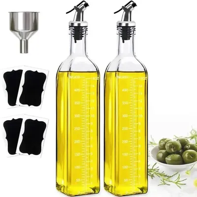 Transparent Glass Olive Oil Bottle Leakproof Kitchen Seasoning Soy Vinegar Square Glass Bottle