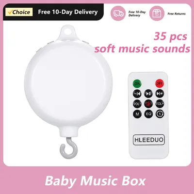 Rotary Baby Crib Bed Toy Musical Mobiles 35 Songs Music Box Remote Control Movement Bells for Kids