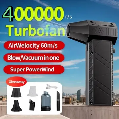 Violent Fan 300000RPM/400000RPM Powerful Air Blower Vacuum Dust Cleaner Type-C Charging Strong Winds