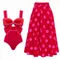 Solid Red 2024 New Bow Tie One Piece Swimsuit For Women Swimwear Bathing Suit Monokini Beach