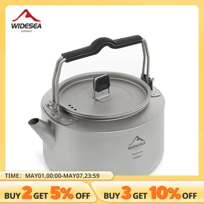 Widesea Camping Titanium Kettle Outdoor Tea Coffee Kettle Tableware Pot Supplies Tourist Dishes