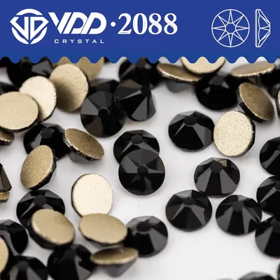 VDD 002 Jet SS16-SS30 2088 Rhinestones Crystal High Quality Non-Hotfix 8 Big 8 Small Flatback Stone