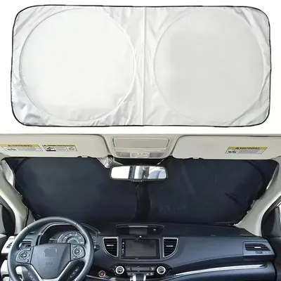 Silver Coated Double Circle Car Sunshade Summer Sunshade And Sunscreen Cloth Universal Foldable