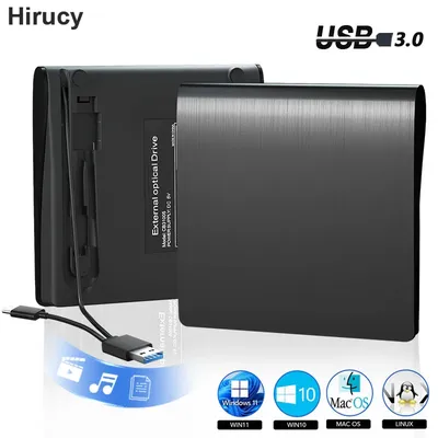 USB 3.0 USB C External CD/DVD RW Drive Read Burner Portable DVD Player Optical Drives For Laptop PC