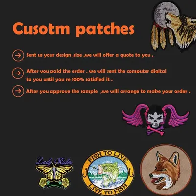 custom embroidery patches iron on and sew on backing with your own logo design personalized team