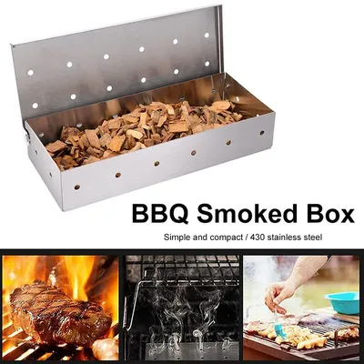 Smoker Box for Wood Chips Stainless Steel Bbq Grilling Accessories Won't Warp On Gas Grill or