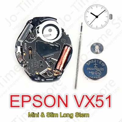 VX51 Movement Epson VX51e Movement Japan Movement Mini & Slim Long Stem 3 Hands Movement
