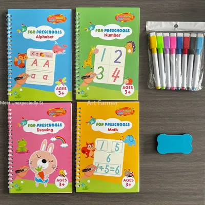 New Lettering Calligraphy Set Montessori Magical Tracing Workbook Erasable Magic Book for Children