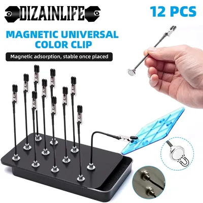 Model Painting Stand Base Holder 12PCS Alligator Clip Sticks Magnetic Bendable for Airbrush Spray