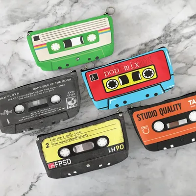 Fashion Cassette Music Tape Fun Coin Purse Men Women Key Lipstick Storage Bag Outdoor Portable