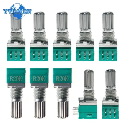 5PCS RK097NS RK097 Potentiometer B10K B5K B100K B1K B50K B20K 500K Shaft 15mm 6Pin Audio Amplifier