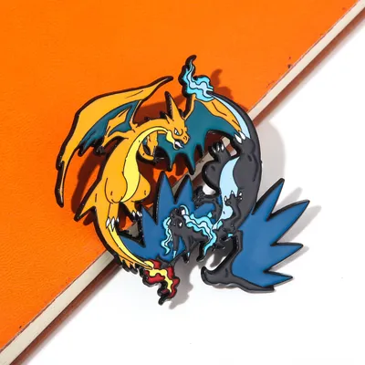 Anime Pokémon Fire Dragon Elf Metal Brooch Cartoon Monster Charizard Enamel Lapel Pins Brooches for