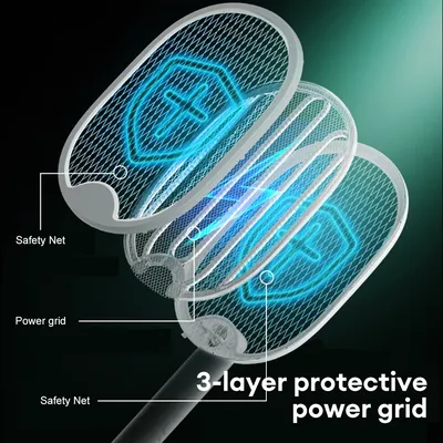 Foldable Electric Mosquito Killer Fly Swatter Trap USB Rechargeable Mosquito Racket Insect Killer