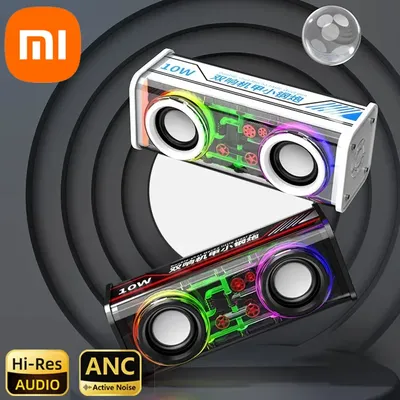 Xiaomi V8 Transparent Mecha Speakers Bluetooth 5.0 Wireless Double Bass Diaphragm Subwoofer Music