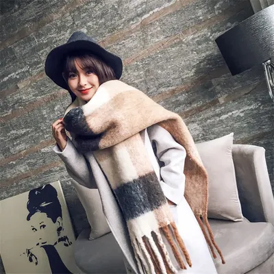 2023 Cashmere Scarf Women Winter Thick Pashmina Warm Shawl Wrap Design Abstract Flower Tassel