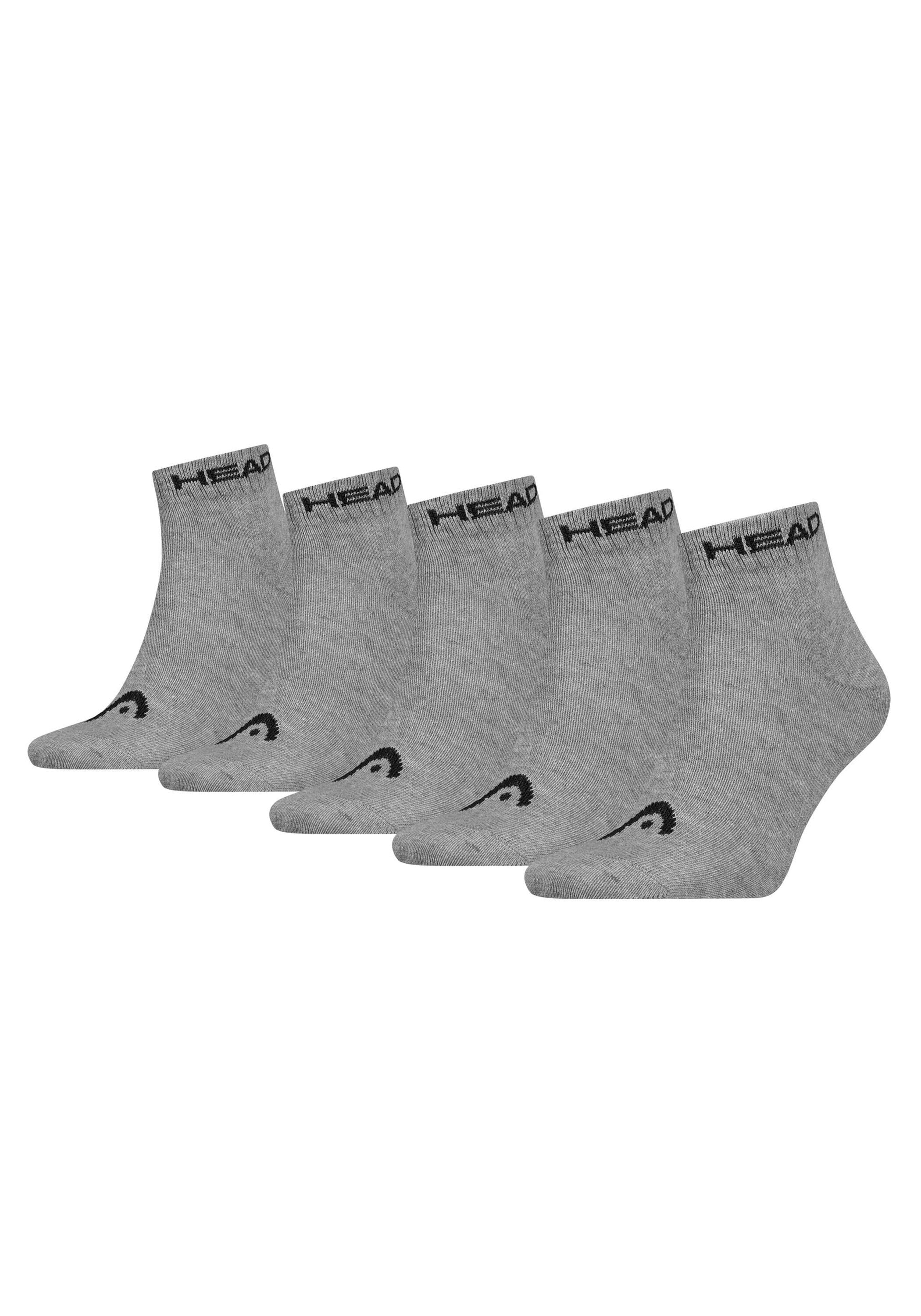 Kurzsocken HEAD "Socken HEAD ELEMENTS ALL SPORTS QUARETER 5P ECOM 5er Pack", Herren, Gr. 35-38, grau, Obermaterial: 73% Baumwolle CO. 23% Polyester PES. 2% Polyamid PA. 2% Elasthan EL., Socken