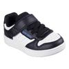 Lauflernschuh SKECHERS "QUICK STREET", Kinder, Gr. 22, schwarz-weiß (schwarz, weiß), Lederimitat, casual, Schuhe, Retro Sneaker mit Klettverschluss, Größenschablone zum Download