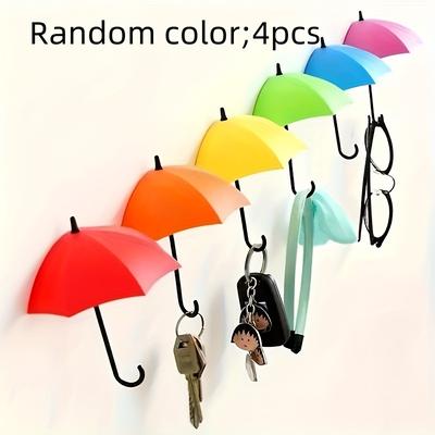 TEMU 4/8 Pack Umbrella-shaped Adhesive Hooks, Wall Mount, No Drilling Required, Hanging Hooks For Keys, Bags, Home Decor, Utility Hooks Image
