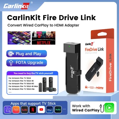 Carlinkit Supports Fire TV Stick Converter TV Streaming Box HDMI Wireless CarPlay TV Adapter for Fire TV Stick HD 4K Max Lite