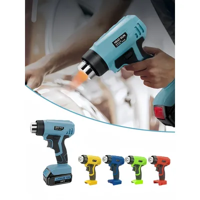 Tragbare Heißluftpistole, kabellose elektrische Heißluftpistole mit 4 Düsen für Makita/Dewalt/Milwaukee/Bosch/Black Decker 18 V 20 V Li-Ionen-Akku