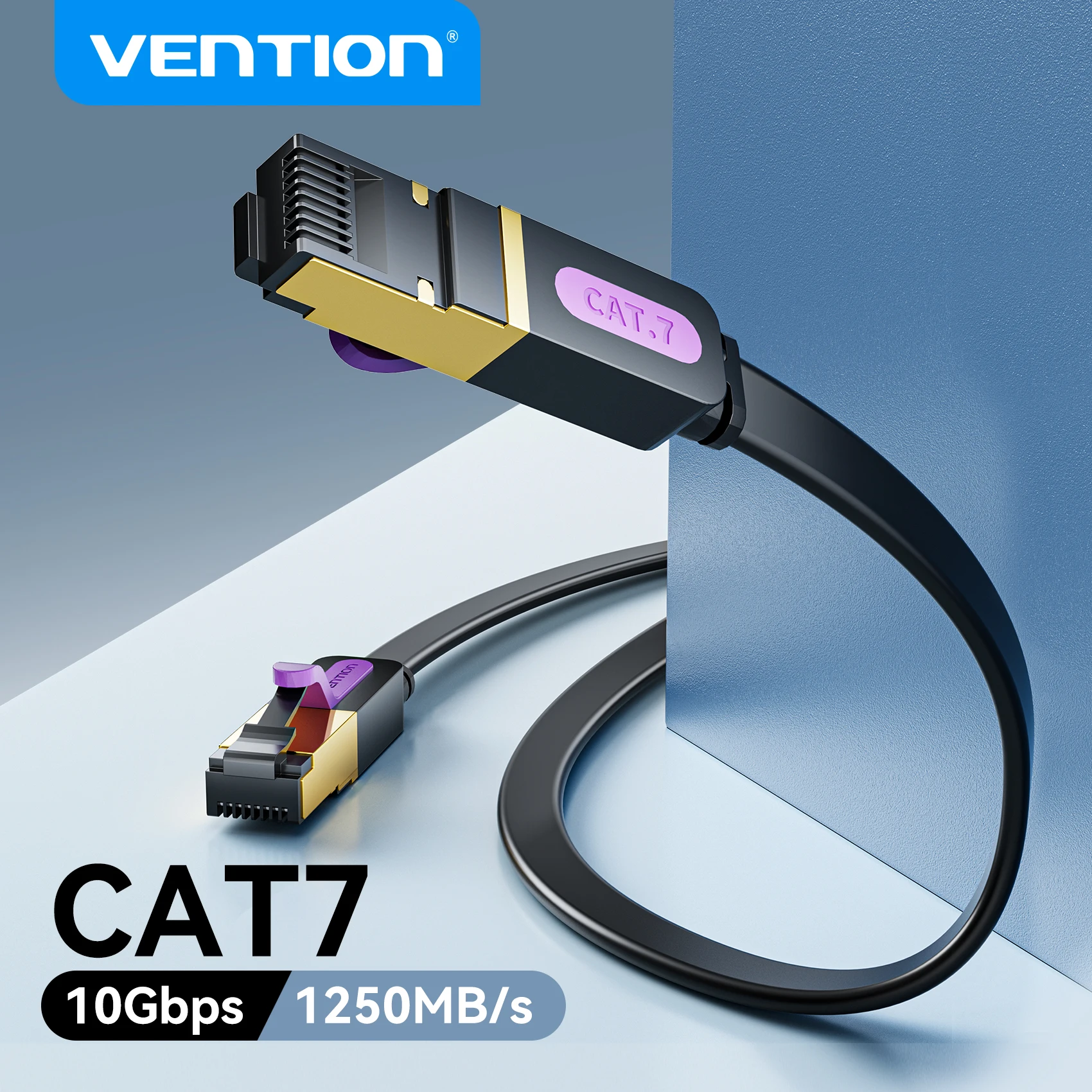 Vention Cat7 Ethernet-Kabel Cat7 High Speed Flat Gigabit STP RJ45 10 Gbit/s Netzwerk-LAN-Kabel für Router PS5 PS4 PS3 Patchkabel Image