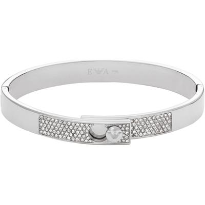 Armreif EMPORIO ARMANI "COUPLES EGS3088040, EGS3089221", silber (edelstahlfarben, weiß, weiß), Armbänder, Damen, Edelsta