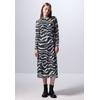Midikleid STREET ONE STUDIO, Damen, Gr. 36, EURO-Größen, grau (flint grau), Stoff, Obermaterial: 94% Polyester, 6% Elasthan; Unterkleid: 100% Viskose, animal-print, casual, normal wadenlang, Rundhals, Langarm abgesteppt, Kleider, mit Rundhalsausschnitt