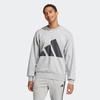 Sweatshirt ADIDAS SPORTSWEAR "M BL FT SWT", Herren, Gr. XXL, grau (medium grau heather, schwarz), Obermaterial: 55% Baumwolle, 36% Polyester, 9% Viskose, sportlich, Rundhals, Sweatshirts