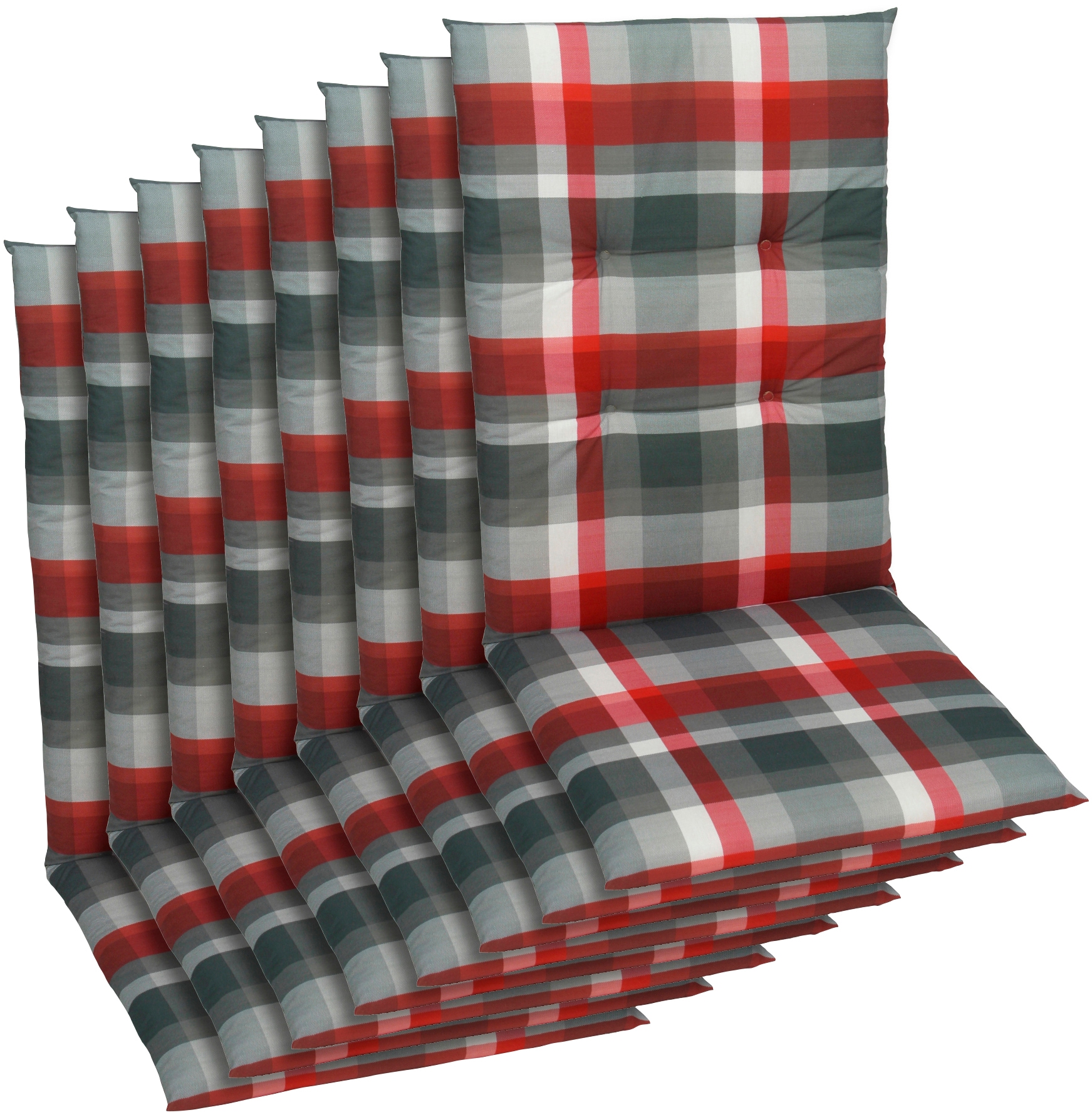 Sitzauflage GO-DE, rot, B:48cm H:5cm T:108cm, Baumwolle, Polyester, Polyurethan, Polsterauflagen, Maße ca.: 48 cm x 108 cm x 5 cm