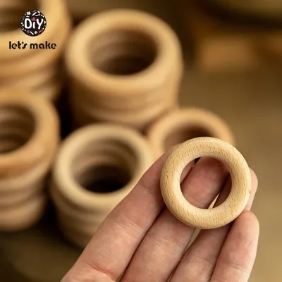Let's Make Natural Wood Teething Ring All Size 20pcs Beech 40/55/60/65/70/80MM DIY Baby Wooden Toys