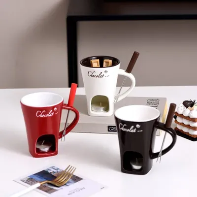 Fondue Mug Set Personal Mini Fondue Pots Chocolate Cheese Ice Cream Fondue Maker Kit Individual