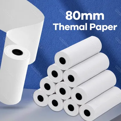 80mm Width Non-Adhesive Thermal Printer Paper for Pos Receipt Maker Black on White Printing 3 Rolls