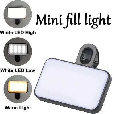 Mini Selfie Video Conference Fill Light Portable 3 Modes Rechargeable Adjustable Brightness For