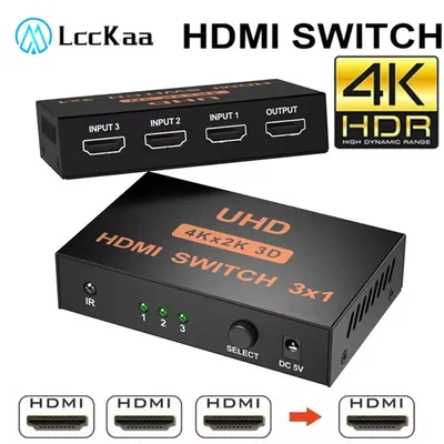 3x1 4K HDMI Switch 3 in 1 Out HDMI Switcher 3 Port Video KVM Switches for HDMI Box PC Monitor