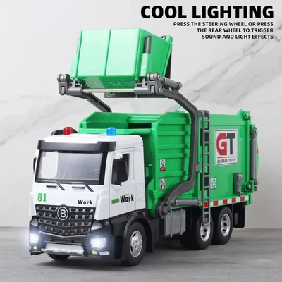 Garbage Truck Toys for Boys,Garbage Truck Toys Metal Diecast, Friction Powered Toy Garbage Truck