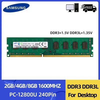 Samsung DDR3 DDR3L RAM 8GB 4GB 2GB 1600MHz Desktop Memory PC3-12800U DIMM 240Pins 1.5V 1.35V Memoria