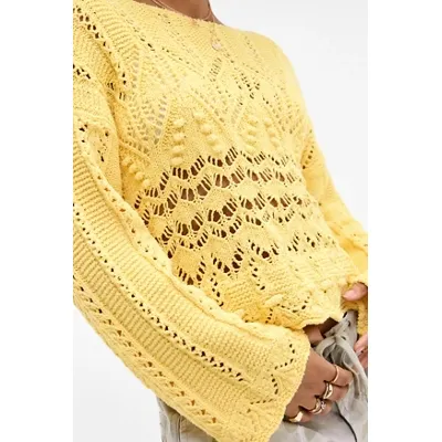UO Cooper Stitchy Bobble Jumper - Yellow L at Urban Outfitters