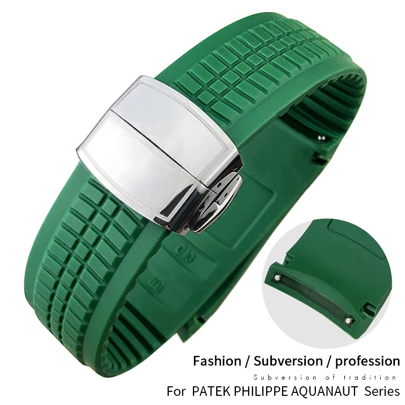 Hochwertiges Gummi-Uhrenarmband, 21 mm, passend für Patek Aquanaut Philippe, für PP 5164 5167, Silikon, wasserdichtes Uhrenarmband Image