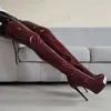 BERZIMER Frauen Plattform Stiefel Elastische Dünne High Heels Oberschenkel Über Knie Stiefel Damen Club Schuhe Frau Große Größe 43, 45 50 52