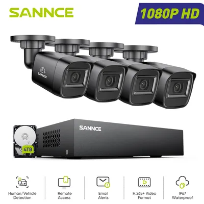 SANNCE 4CH 1080P DVR CCTV System 2MP IR Outdoor Sicherheit Kameras 1080P TVI CCTV DVR 1280TVL Überwachung kit