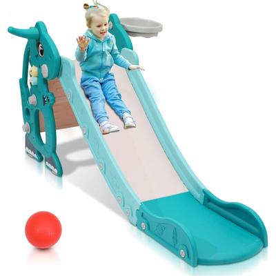 Kinderrutsche Wurfring Rutsche Outdoor Gartenrutsche 4 in 1 Wellenrutsche Slide - Swanew Image