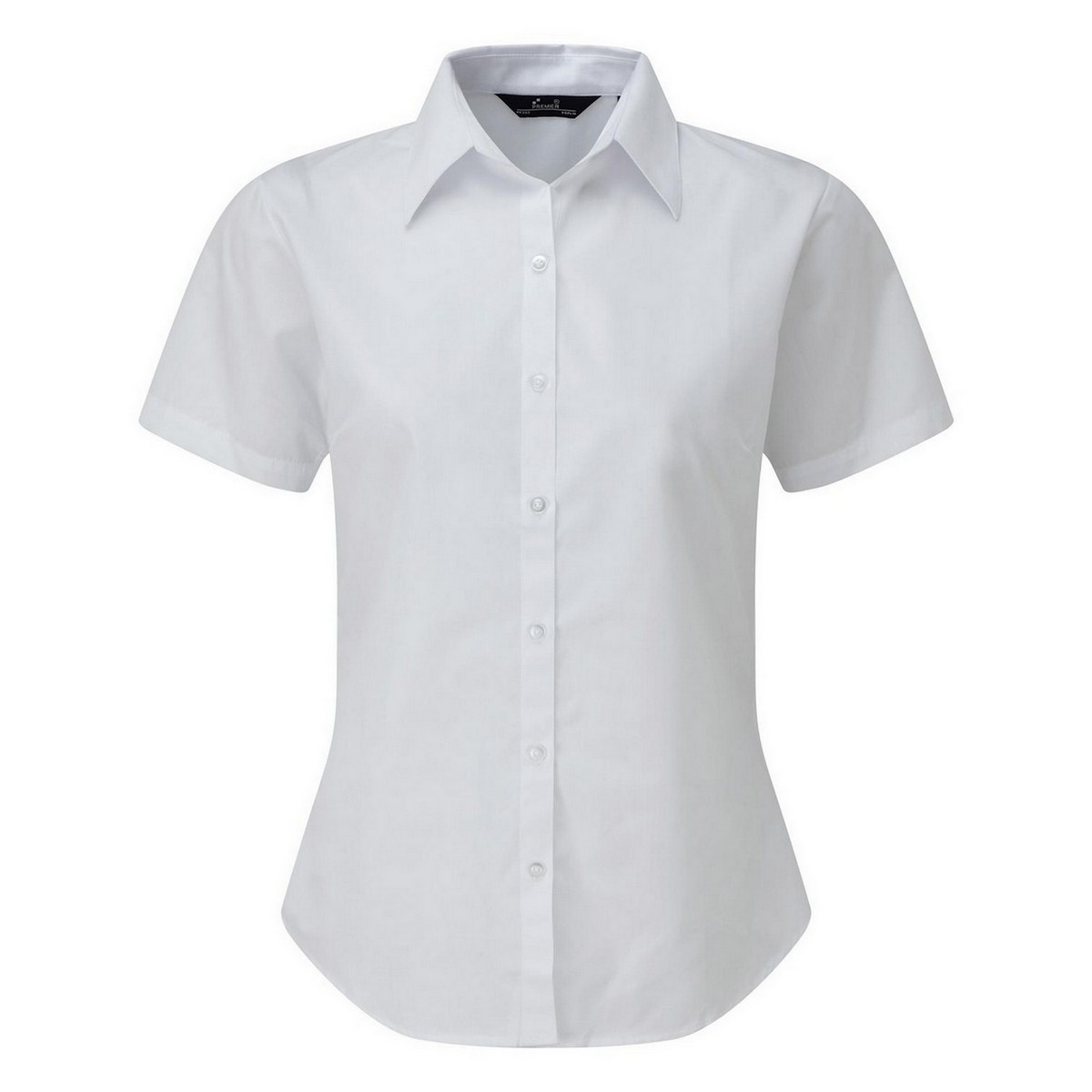 Premier Damen Kurzarm Popeline Bluse / Arbeitshemd (Weiß) Image