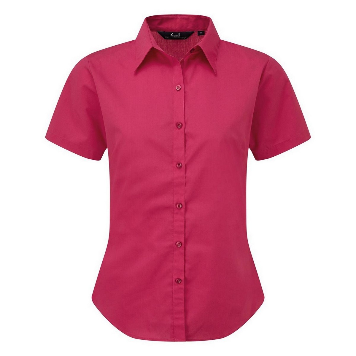 Premier Damen Kurzarm Popeline Bluse / Arbeitshemd (Hot Pink) Image