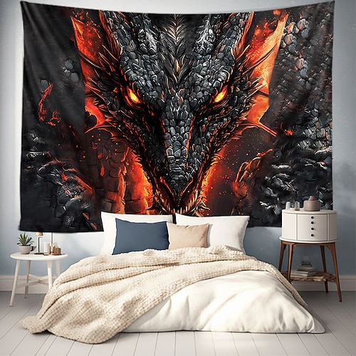 Drachen Tier Hängende Wandteppich Wandkunst Große Wandteppich Wandmalerei Dekor Fotohintergrund Decke Vorhang Zuhause Schlafzimmer Wohnzimmer Dekoration Image