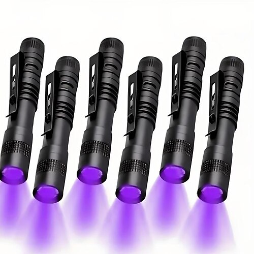 6-teilige Multifunktions-UV-Taschenlampe, wasserdichte Schwarzlicht-Laternen und Wege mit Beleuchtungsfunktion für den Außenbereich, lila, 3,2V, 3W für Pool, Camping und Innenhof Image
