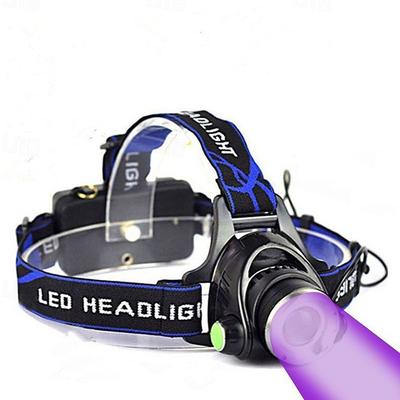 High-Power Outdoor Fishing Beekeeping Headlamp, UV Purple Black Light Head Light, Strong Head-Mounted Lamp for Outdoor Camping Hiking